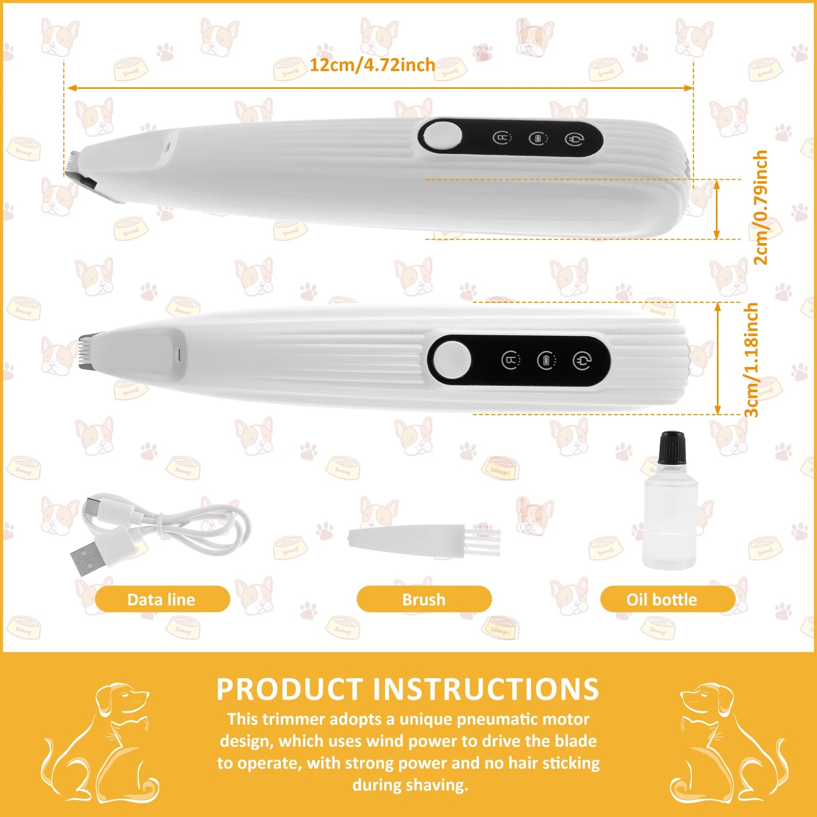 Dog Paw Trimmer Low Noise Pet Hair Shaver with LED Light USB Rechargeable Pet Grooming CDlippers for Dog Cat Face Ears Hips Feet