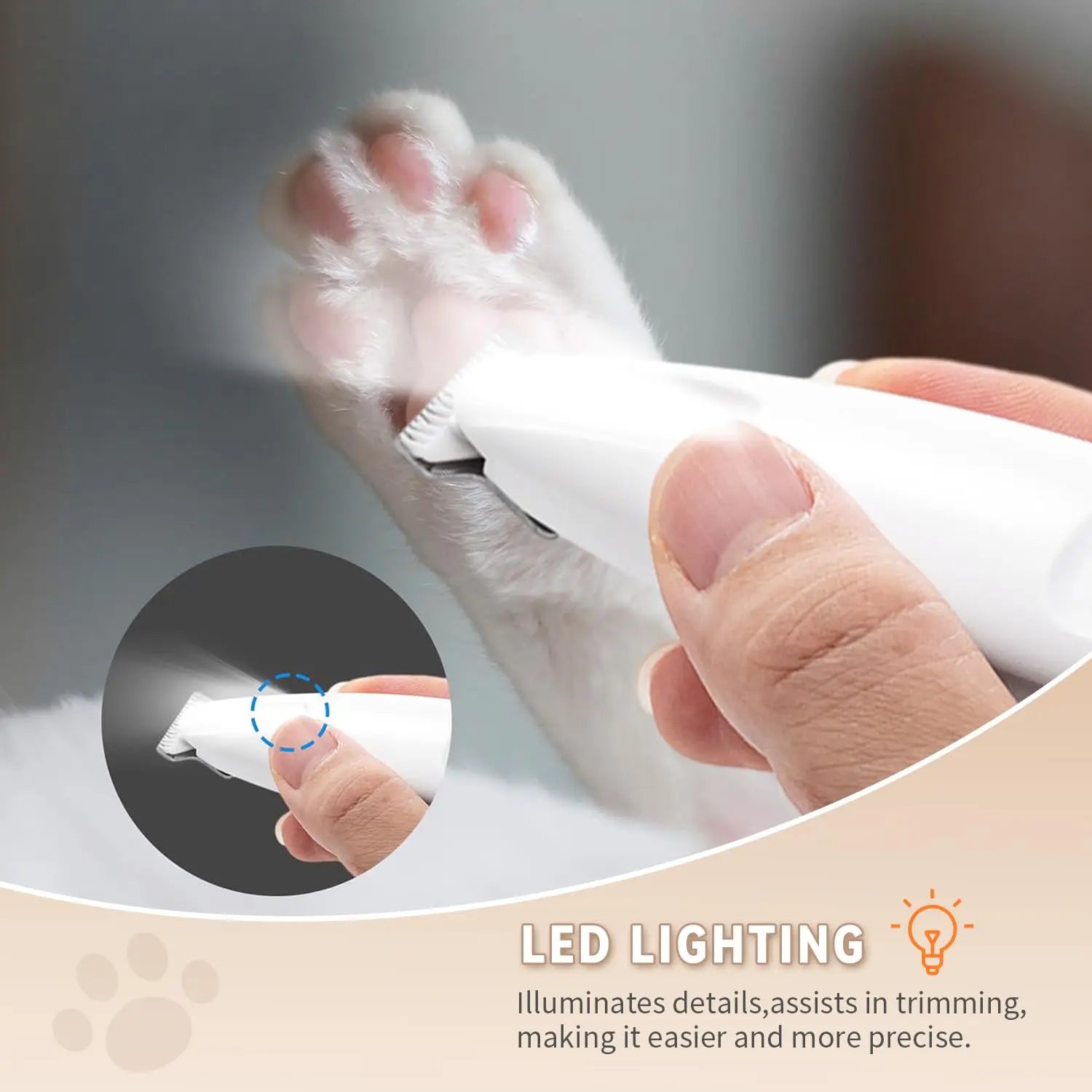 2025 New Pet Precision Trimmer, Rechargeable Dog Paw Trimmer with LED Light, Low Noise, Waterproof, for Paw, Ear, Face, Butt