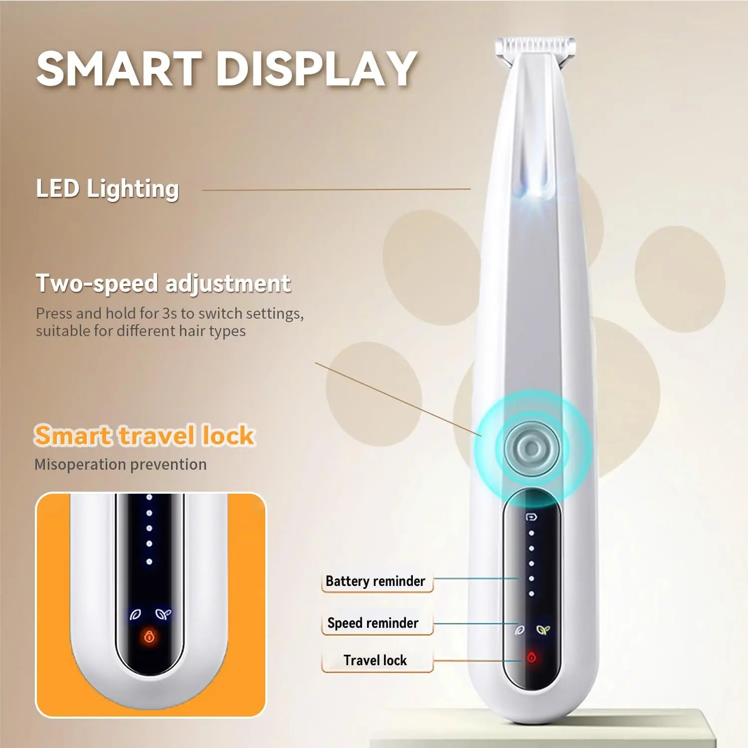 2025 New Pet Precision Trimmer, Rechargeable Dog Paw Trimmer with LED Light, Low Noise, Waterproof, for Paw, Ear, Face, Butt