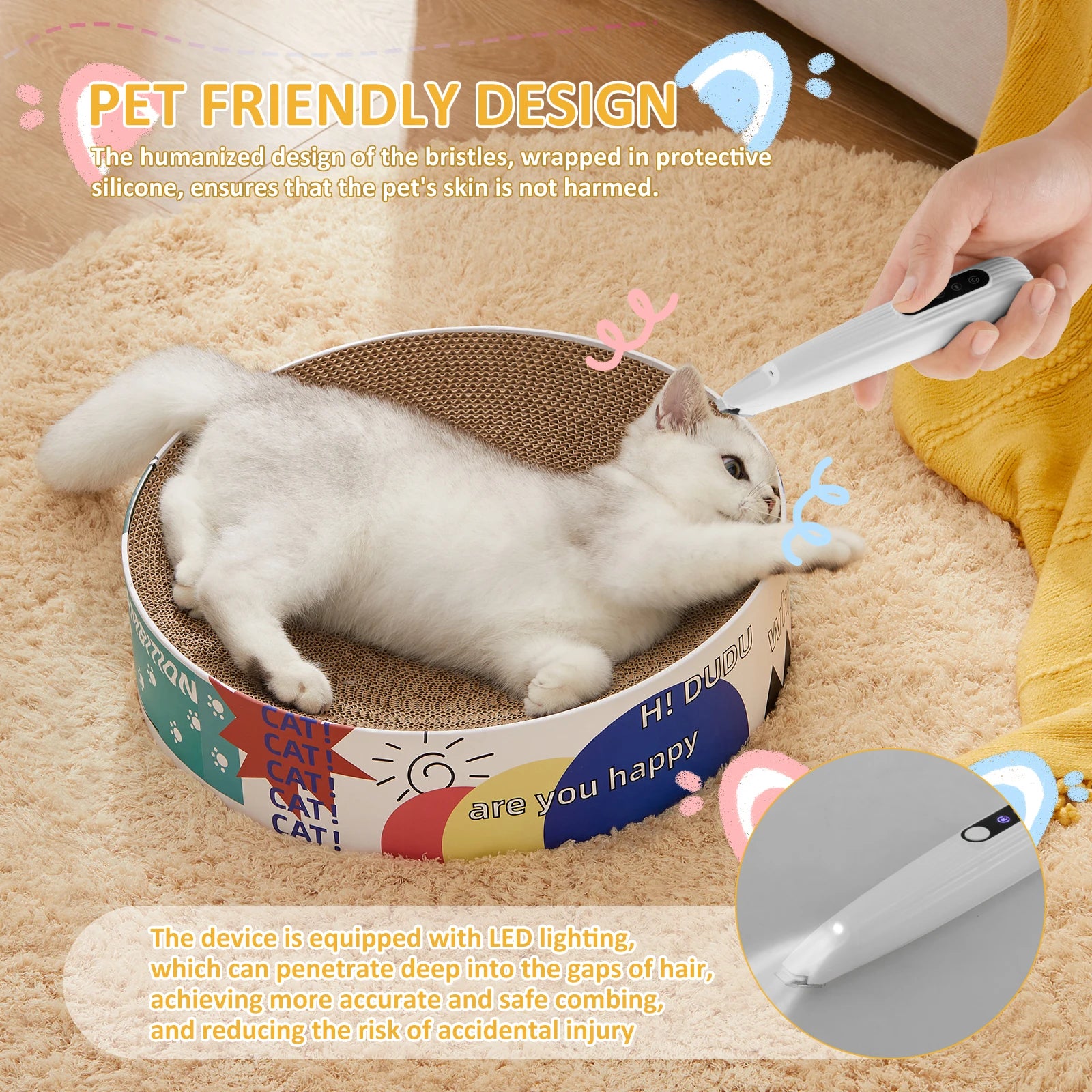 Dog Paw Trimmer Low Noise Pet Hair Shaver with LED Light USB Rechargeable Pet Grooming CDlippers for Dog Cat Face Ears Hips Feet